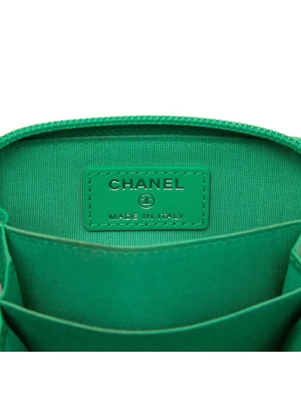 Chanel CC Logo Boy Coin Purse Green Caviar Leather - Picture 5 of 7